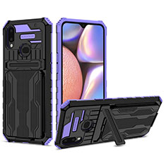 Funda Bumper Silicona y Plastico Mate Carcasa con Soporte YF1 para Samsung Galaxy A10s Morado