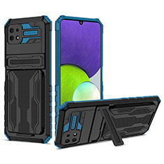 Funda Bumper Silicona y Plastico Mate Carcasa con Soporte YF1 para Samsung Galaxy A22 5G Azul