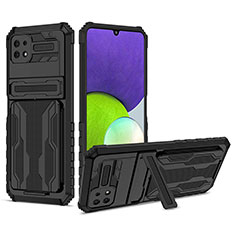 Funda Bumper Silicona y Plastico Mate Carcasa con Soporte YF1 para Samsung Galaxy A22 5G Negro