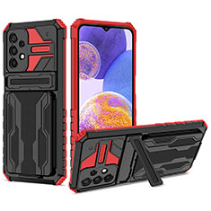 Funda Bumper Silicona y Plastico Mate Carcasa con Soporte YF1 para Samsung Galaxy A23 4G Rojo