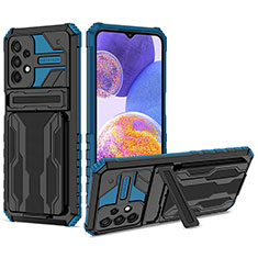 Funda Bumper Silicona y Plastico Mate Carcasa con Soporte YF1 para Samsung Galaxy A23 5G Azul