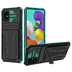 Funda Bumper Silicona y Plastico Mate Carcasa con Soporte YF1 para Samsung Galaxy A31 Verde