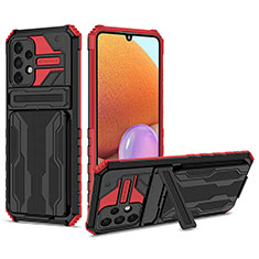 Funda Bumper Silicona y Plastico Mate Carcasa con Soporte YF1 para Samsung Galaxy A32 5G Rojo