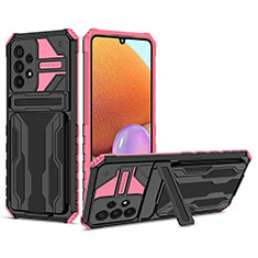 Funda Bumper Silicona y Plastico Mate Carcasa con Soporte YF1 para Samsung Galaxy A33 5G Rosa