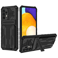 Funda Bumper Silicona y Plastico Mate Carcasa con Soporte YF1 para Samsung Galaxy A52 4G Negro