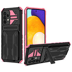 Funda Bumper Silicona y Plastico Mate Carcasa con Soporte YF1 para Samsung Galaxy A52 4G Rosa