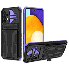 Funda Bumper Silicona y Plastico Mate Carcasa con Soporte YF1 para Samsung Galaxy A72 4G Morado