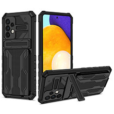 Funda Bumper Silicona y Plastico Mate Carcasa con Soporte YF1 para Samsung Galaxy A72 4G Negro