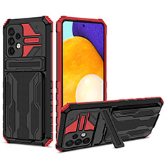 Funda Bumper Silicona y Plastico Mate Carcasa con Soporte YF1 para Samsung Galaxy A72 4G Rojo