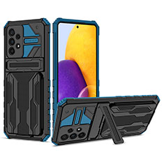 Funda Bumper Silicona y Plastico Mate Carcasa con Soporte YF1 para Samsung Galaxy A73 5G Azul