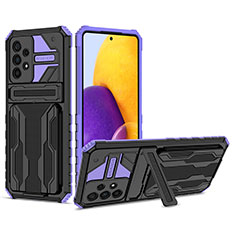 Funda Bumper Silicona y Plastico Mate Carcasa con Soporte YF1 para Samsung Galaxy A73 5G Morado