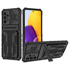 Funda Bumper Silicona y Plastico Mate Carcasa con Soporte YF1 para Samsung Galaxy A73 5G Negro