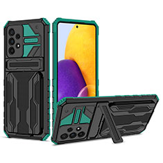 Funda Bumper Silicona y Plastico Mate Carcasa con Soporte YF1 para Samsung Galaxy A73 5G Verde