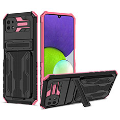 Funda Bumper Silicona y Plastico Mate Carcasa con Soporte YF1 para Samsung Galaxy F42 5G Rosa