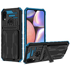 Funda Bumper Silicona y Plastico Mate Carcasa con Soporte YF1 para Samsung Galaxy M01s Azul