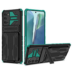 Funda Bumper Silicona y Plastico Mate Carcasa con Soporte YF1 para Samsung Galaxy Note 20 5G Verde