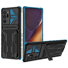 Funda Bumper Silicona y Plastico Mate Carcasa con Soporte YF1 para Samsung Galaxy Note 20 Ultra 5G Azul