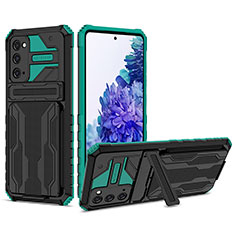 Funda Bumper Silicona y Plastico Mate Carcasa con Soporte YF1 para Samsung Galaxy S20 FE 4G Verde