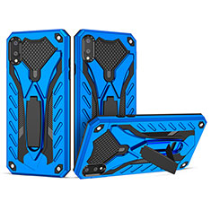 Funda Bumper Silicona y Plastico Mate Carcasa con Soporte YF2 para Samsung Galaxy A02 Azul