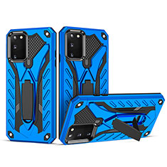 Funda Bumper Silicona y Plastico Mate Carcasa con Soporte YF2 para Samsung Galaxy A03s Azul