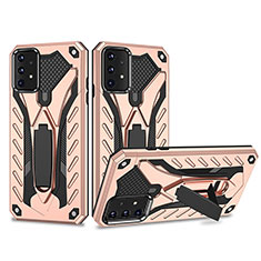 Funda Bumper Silicona y Plastico Mate Carcasa con Soporte YF2 para Samsung Galaxy A52 4G Oro Rosa