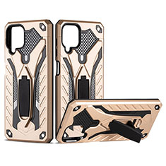 Funda Bumper Silicona y Plastico Mate Carcasa con Soporte YF2 para Samsung Galaxy F12 Oro