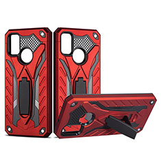 Funda Bumper Silicona y Plastico Mate Carcasa con Soporte YF2 para Samsung Galaxy M30s Rojo