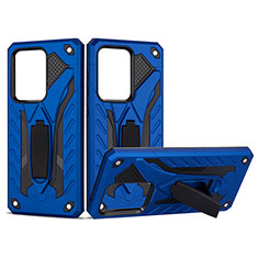 Funda Bumper Silicona y Plastico Mate Carcasa con Soporte YF2 para Samsung Galaxy S20 Ultra 5G Azul