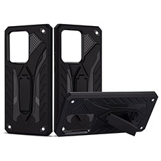 Funda Bumper Silicona y Plastico Mate Carcasa con Soporte YF2 para Samsung Galaxy S20 Ultra 5G Negro