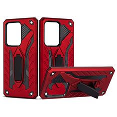 Funda Bumper Silicona y Plastico Mate Carcasa con Soporte YF2 para Samsung Galaxy S20 Ultra 5G Rojo