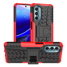 Funda Bumper Silicona y Plastico Mate Carcasa con Soporte Z01 para Motorola Moto G Stylus (2022) 4G Rojo