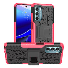 Funda Bumper Silicona y Plastico Mate Carcasa con Soporte Z01 para Motorola Moto G Stylus (2022) 4G Rosa Roja