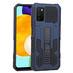 Funda Bumper Silicona y Plastico Mate Carcasa con Soporte ZJ1 para Samsung Galaxy A03s Azul