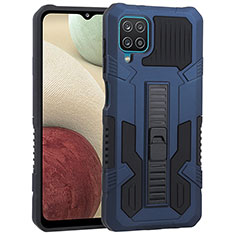 Funda Bumper Silicona y Plastico Mate Carcasa con Soporte ZJ1 para Samsung Galaxy A12 5G Azul