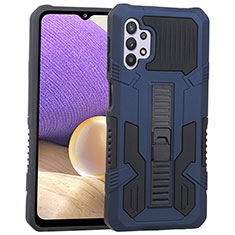 Funda Bumper Silicona y Plastico Mate Carcasa con Soporte ZJ1 para Samsung Galaxy A32 4G Azul