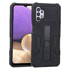 Funda Bumper Silicona y Plastico Mate Carcasa con Soporte ZJ1 para Samsung Galaxy A32 4G Negro