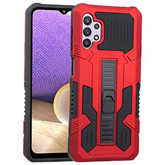 Funda Bumper Silicona y Plastico Mate Carcasa con Soporte ZJ1 para Samsung Galaxy A32 4G Rojo