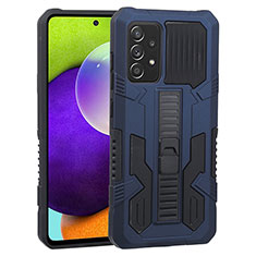 Funda Bumper Silicona y Plastico Mate Carcasa con Soporte ZJ1 para Samsung Galaxy A52 5G Azul