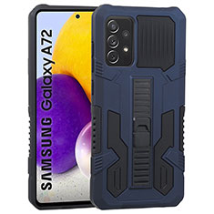 Funda Bumper Silicona y Plastico Mate Carcasa con Soporte ZJ1 para Samsung Galaxy A72 4G Azul