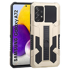 Funda Bumper Silicona y Plastico Mate Carcasa con Soporte ZJ1 para Samsung Galaxy A72 4G Oro
