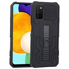 Funda Bumper Silicona y Plastico Mate Carcasa con Soporte ZJ1 para Samsung Galaxy M02s Negro