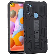 Funda Bumper Silicona y Plastico Mate Carcasa con Soporte ZJ1 para Samsung Galaxy M11 Negro