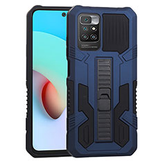 Funda Bumper Silicona y Plastico Mate Carcasa con Soporte ZJ1 para Xiaomi Redmi 10 (2022) Azul