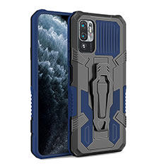 Funda Bumper Silicona y Plastico Mate Carcasa con Soporte ZJ2 para Xiaomi POCO M3 Pro 5G Azul