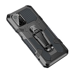 Funda Bumper Silicona y Plastico Mate Carcasa con Soporte ZJ2 para Xiaomi Redmi K40 5G Negro