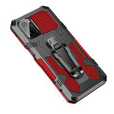 Funda Bumper Silicona y Plastico Mate Carcasa con Soporte ZJ2 para Xiaomi Redmi K40 5G Rojo