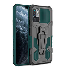 Funda Bumper Silicona y Plastico Mate Carcasa con Soporte ZJ2 para Xiaomi Redmi Note 10 5G Verde