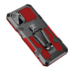 Funda Bumper Silicona y Plastico Mate Carcasa con Soporte ZJ2 para Xiaomi Redmi Note 10S 4G Rojo
