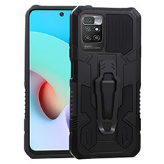 Funda Bumper Silicona y Plastico Mate Carcasa con Soporte ZJ2 para Xiaomi Redmi Note 11 4G (2021) Negro