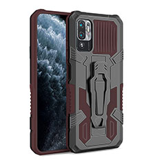 Funda Bumper Silicona y Plastico Mate Carcasa con Soporte ZJ2 para Xiaomi Redmi Note 11 SE 5G Marron